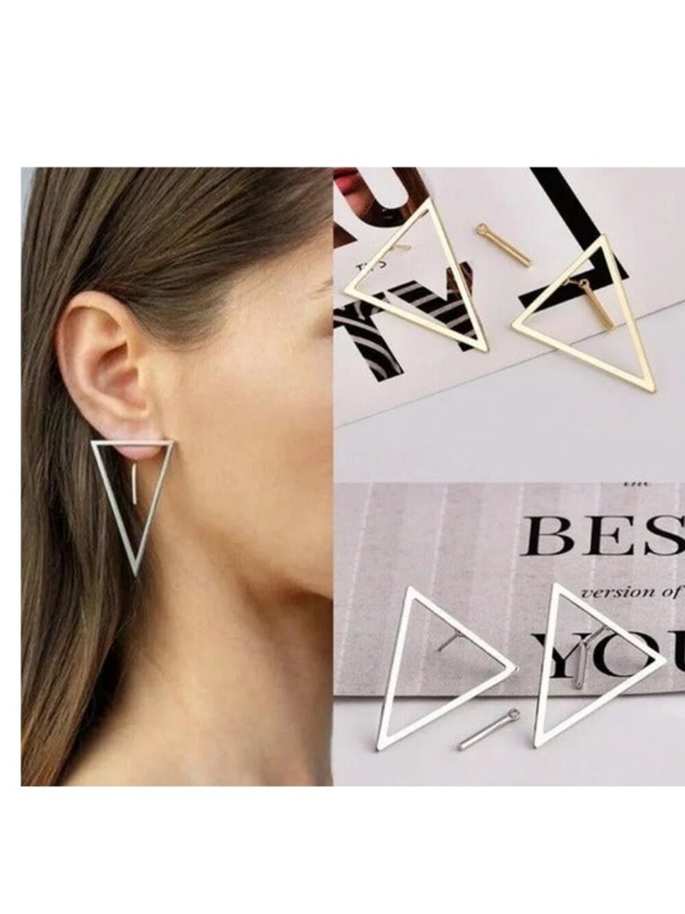 NEW ~ 2 PAIRS ~ 🔺 TRIANGLE 🔺 STUD EARRINGS